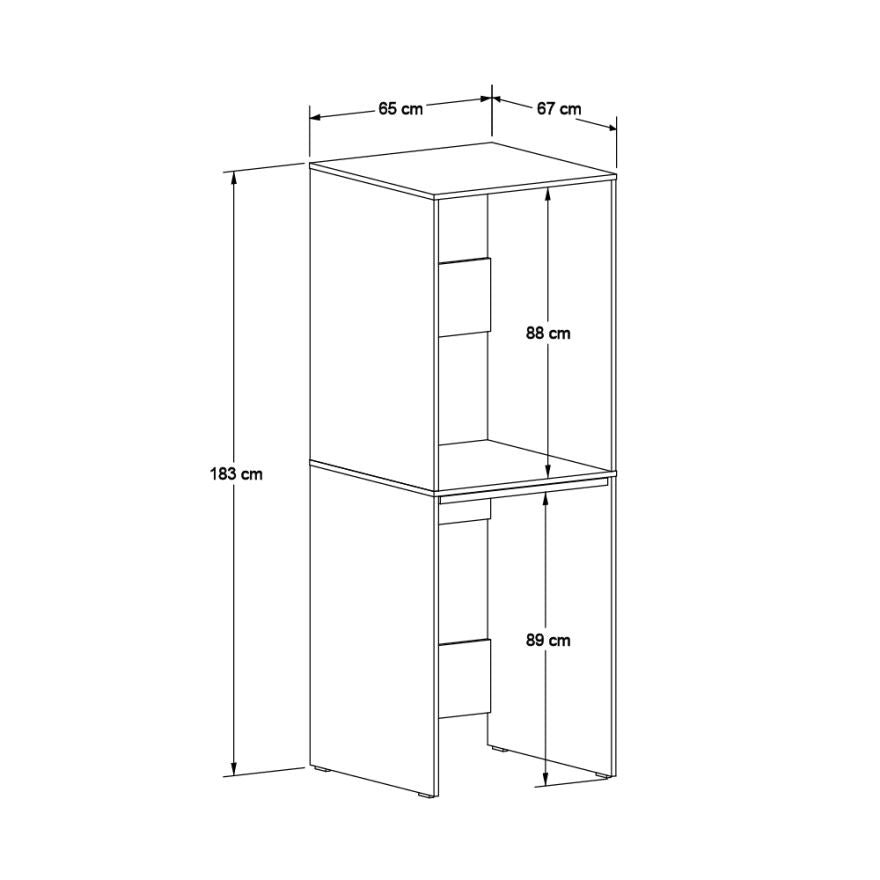Dulap Baie Adore pentru Masina de Spalat si Uscator cu Blat Glisant, Alb, 65x182x67 cm