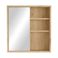 Dulap baie Bagno cu oglinda si Lustra, Natural 60x14x64 cm