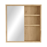 Dulap baie Bagno cu oglinda si Lustra, Natural, 60x14x64 cm