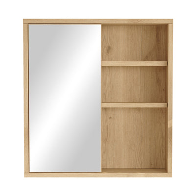 Dulap baie Bagno cu oglinda si Lustra, Natural 60x14x64 cm