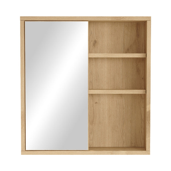 Dulap baie Bagno cu oglinda si Lustra, Natural, 60x14x64 cm