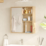 Dulap baie Bagno cu oglinda si Lustra, Natural, 60x14x64 cm