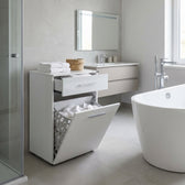 Dulap Baie cu cos de rufe Adore Diamond Mini, sertar, Alb Lucios, 52x83x38 cm, detaliu produs