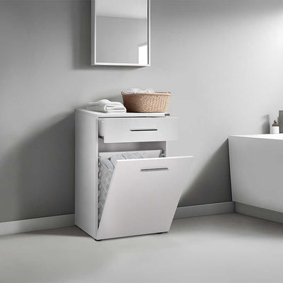 Dulap Baie cu cos de rufe Adore Diamond Mini, sertar, Alb Lucios, 52x83x38 cm, foto produs 7