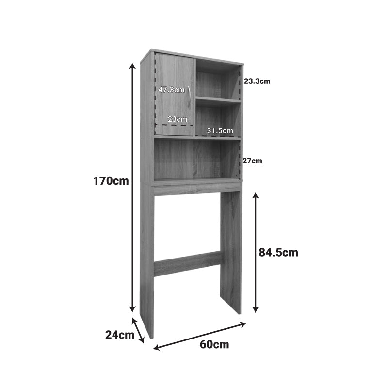 Dulap Baie cu Loc Pentru Masina de Spalat cu sertare, Lemn, Alb, 60x24x168 cm - Antracit