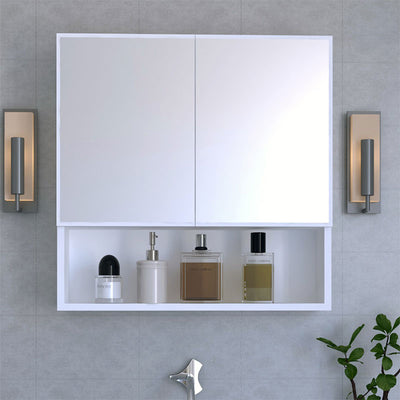 Dulap baie cu oglinda Zante alb 70x17x70 cm