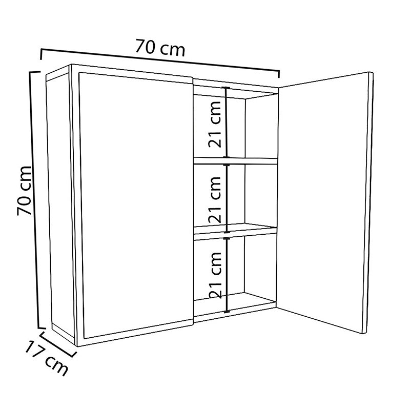 Dulap baie Poliana cu oglinda, alb, 70x17x70 cm
