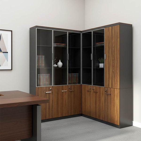 Dulap birou profesional Oscar, Lemn, Nuc, 240x40x200 cm