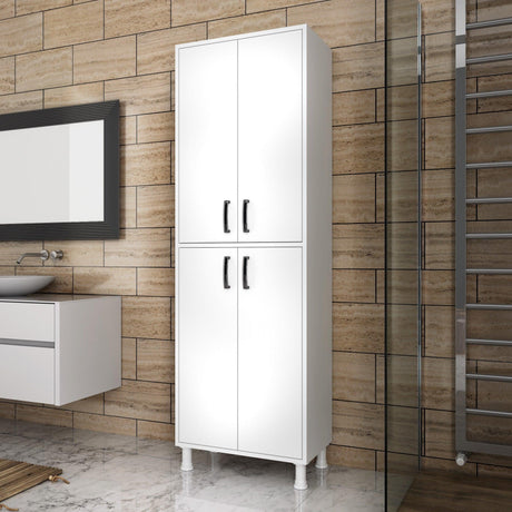 Dulap Bucatarie Cheriff cu 4 usi, Alb - Crem, 63x191x36 cm