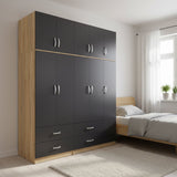 Dulap Athos cu 5 usi si loft, 170x42x240 cm - Sonoma-Antracit