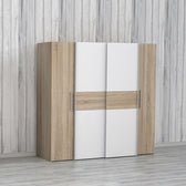 Dulap Closet 4 usi sonoma stejar alb melamina, 200x61x190 cm, imagine suplimentara