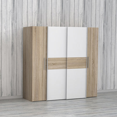Dulap Closet 4 usi sonoma stejar alb melamina, 200x61x190 cm, imagine suplimentara