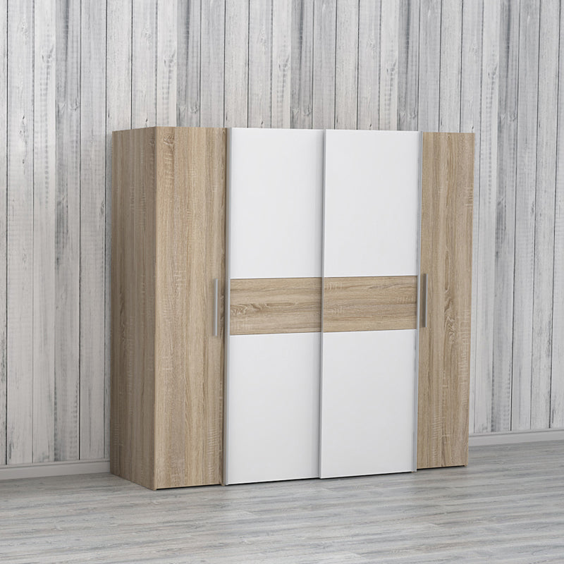 Dulap Closet 4 usi sonoma stejar alb melamina, 200x61x190 cm, imagine suplimentara