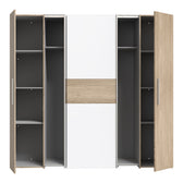 Dulap Closet 4 usi sonoma stejar alb melamina, 200x61x190 cm, perspectiva suplimentara