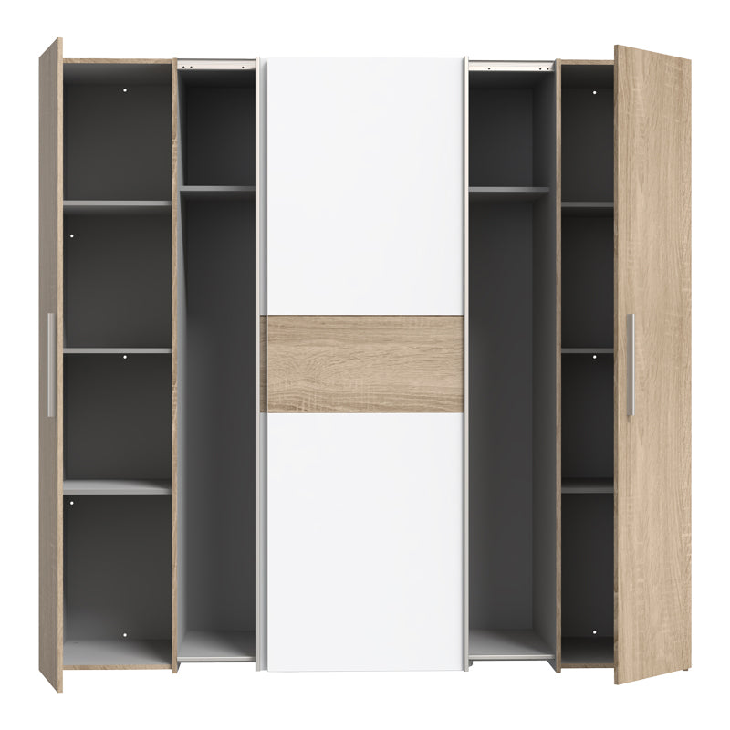 Dulap Closet 4 usi sonoma stejar alb melamina, 200x61x190 cm, perspectiva suplimentara