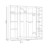 Dulap Closet 4 usi sonoma stejar alb melamina, 200x61x190 cm, foto produs