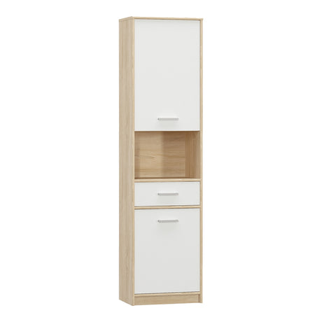 Dulap coloana Letto din stejar, alb mat, 50x34x195 cm