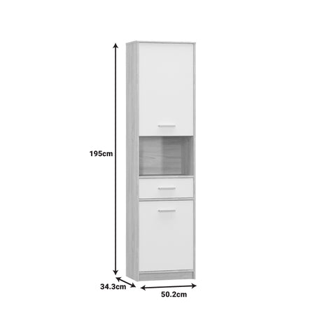 Dulap coloana Letto din stejar, alb mat, 50x34x195 cm