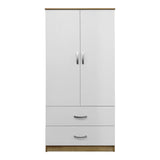 Dulap Athos cu 2 usi si 2 sertare, 80x42x180 cm - Sonoma-Alb