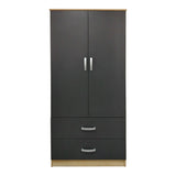 Dulap Athos cu 2 usi si 2 sertare, 80x42x180 cm - Sonoma-Antracit