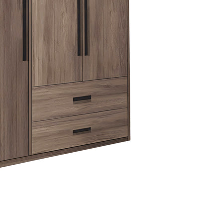 Dulap cu 3 usi Edritte, Nuc deschis, 120x52x195 cm, perspectiva suplimentara