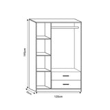 Dulap cu 3 usi Edritte, Nuc deschis, 120x52x195 cm