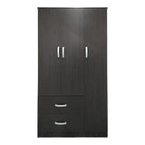 Dulap cu 3 uși și 2 sertare Athos, Lemn, Alb, 90x42x180 cm - Nuc
