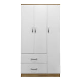 Dulap Athos cu 3 usi si 2 sertare, 90x42x180 cm - Sonoma-Alb