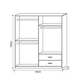 Dulap cu 4 usi Edritte cu sertare nuc, deschis, 160x52x195 cm