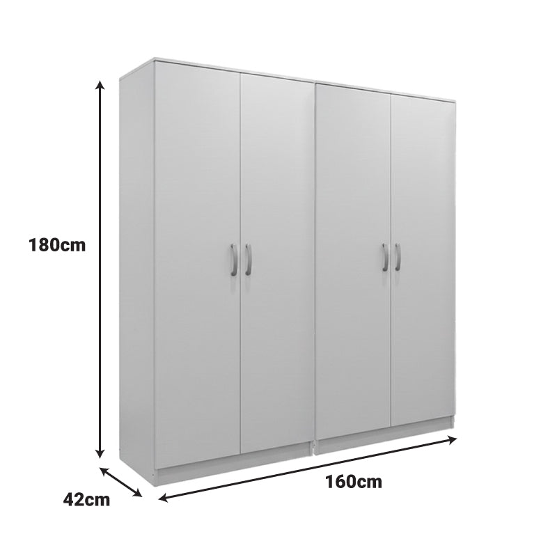 Dulap Athos I cu 4 usi, 160x42x180 cm - Alb