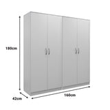Dulap Athos I cu 4 usi, 160x42x180 cm - Alb