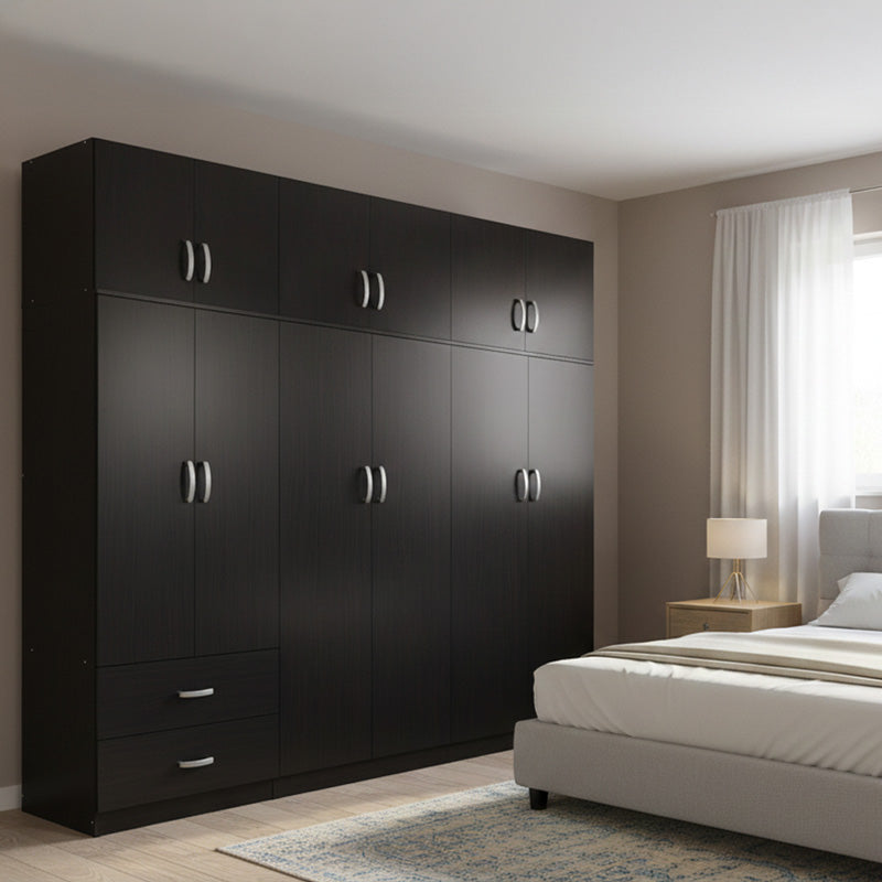 Dulap cu 6 uși și compartiment Lego I, lemn, wenge, 240x42x240 cm - Nuc