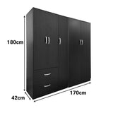 Dulap cu cinci uși Lego, Pal, alb, 170x42x180 cm - Nuc