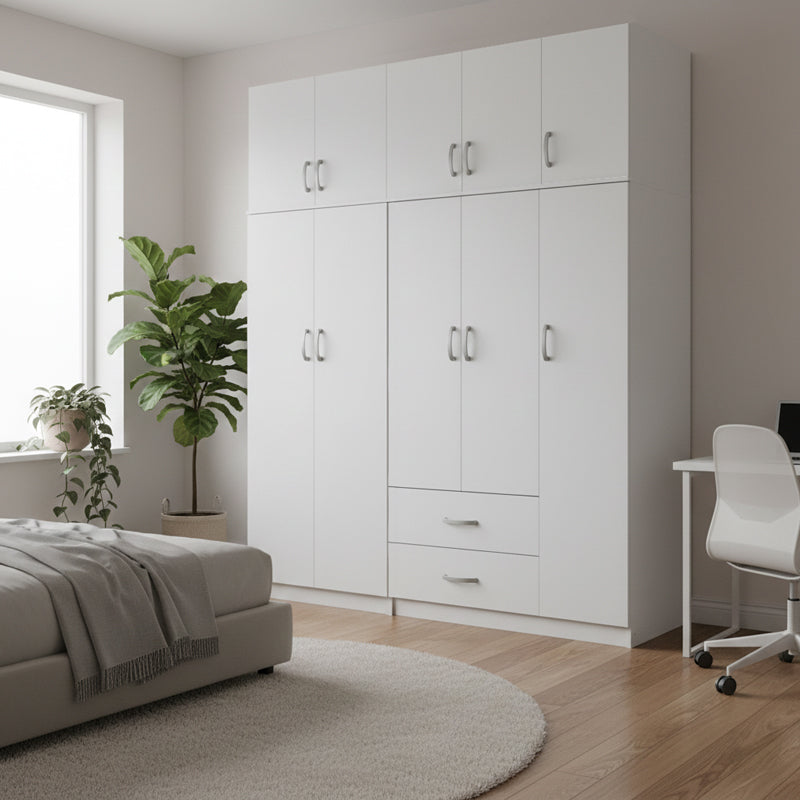 Dulap Athos I cu 5 usi si loft, 170x42x240 cm - Alb