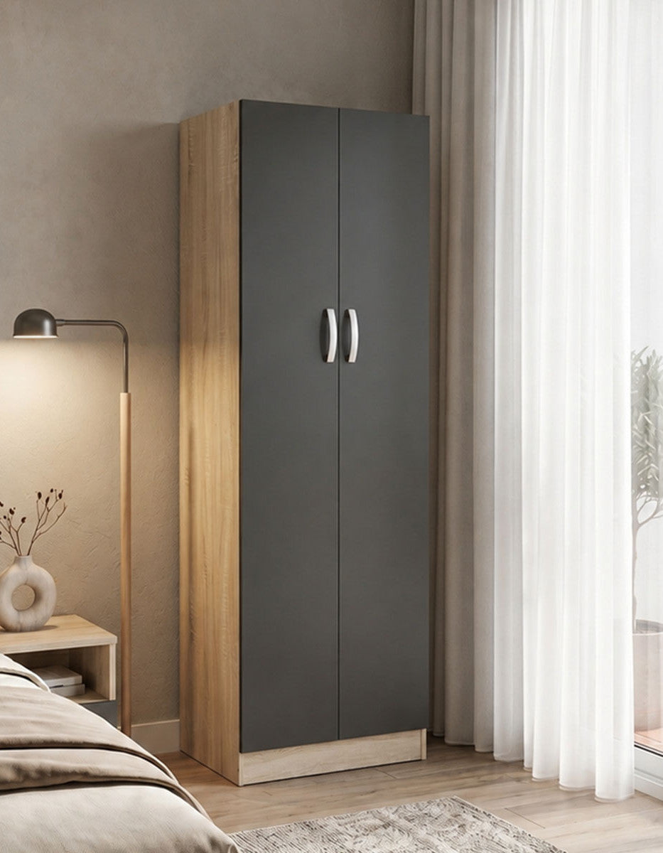 Dulap Athos cu 2 usi, 60x42x180 cm - Sonoma-Antracit