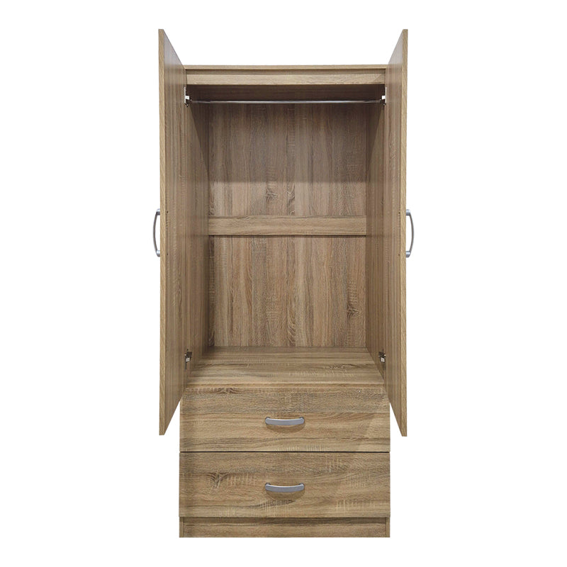 Dulap de haine Double-leaf wardrobe cu 2 drawers Alvia, alb, 80x52x180 cm - SONOMA
