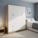 Dulap Athos cu 4 usi, 160x42x180 cm - Sonoma-Alb