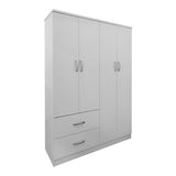 Dulap cu patru uși și două sertare Lego, Pal, Stejar, 120x42x181 cm - Alb