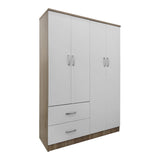 Dulap Lego cu 4 usi si 2 sertare, 121x42x181 cm - Sonoma-Alb