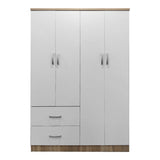 Dulap Lego cu 4 usi si 2 sertare, 121x42x181 cm - Sonoma-Alb