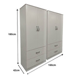 Dulap cu patru uși și sertare pentru depozitare Lego, Alb, 160x42x180 cm - Alb
