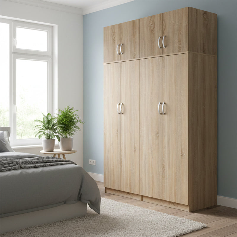 Dulap Athos I cu 4 usi si loft, 160x42x240 cm - Stejar