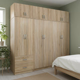 Dulap Athos I cu 6 usi si loft, 240x42x240 cm - Stejar
