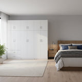 Dulap Athos I cu 6 usi si loft, 240x42x240 cm - Alb