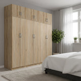 Dulap Athos II cu 6 usi si loft, 240x42x240 cm - Stejar