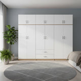 Dulap Athos I cu 6 usi si loft, 240x42x240 cm - Sonoma-Alb
