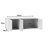 Dulap cu trei uși Royal, Loft, lemn, Alb, 150x58x53 cm - Stejar