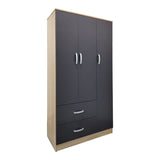 Dulap Athos cu 3 usi si 2 sertare, 90x42x180 cm - Sonoma-Antracit