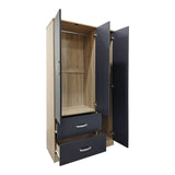 Dulap Athos cu 3 usi si 2 sertare, 90x42x180 cm - Sonoma-Antracit