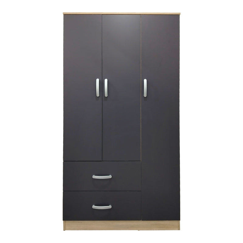 Dulap Athos cu 3 usi si 2 sertare, 90x42x180 cm - Sonoma-Antracit